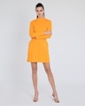 Shop Neon Orange High Neck Pocket Dress-Full