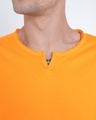 Shop Neon Orange Slit Neck Full Sleeve Henley T-shirt