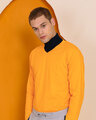Shop Neon Orange V-Neck Full Sleeve T-Shirt-Front