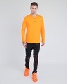 Shop Neon Orange V-Neck Henley T-Shirt-Full