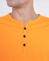Shop Neon Orange V-Neck Henley T-Shirt