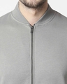Shop Neutral Grey Zipper Bomber Jacket