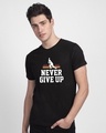 Shop Never Give Up Cricket  Half Sleeve T-Shirt Black-Front