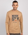 Shop Never Give Up! Full Sleeve T-Shirt-Front