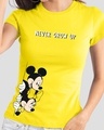 Shop Never Grow Mickey Half Sleeve Printed T-Shirt Pineapple Yellow (DL)-Front