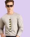 Shop Men's Grey Never Mind Stripe Typography T-shirt-Front