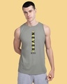 Shop Men's Grey Never Mind Stripe Typography Vest-Front