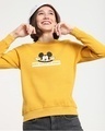 Shop Women's Yellow Never Too Old For Mickey Graphic Printed Sweater-Front