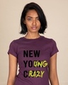 Shop New Young Crazy Half Sleeve T-Shirt-Front