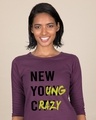 Shop New Young Crazy Round Neck 3/4th Sleeve T-Shirt-Front