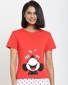 Shop Women's Red & White Printed Plus Size T-shirt & Shorts Set-Design