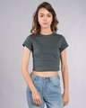 Shop Nimbus Grey Crop Top T-Shirt-Front
