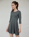 Shop Nimbus Grey Flared Dress-Full
