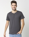 Shop Nimbus Grey Half Sleeves Henley T-Shirt-Front