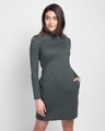 Shop Nimbus Grey High Neck Pocket Dress-Front