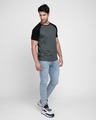 Shop Nimbus Grey-Jet Black Half Sleeve Raglan T-Shirt-Full