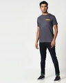 Shop Nimbus Grey-Neon Orange Contrast Bone Pocket T-Shirt-Full