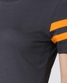 Shop Nimbus Grey-Neon Orange Double Tape Half Sleeves T-Shirt