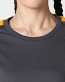 Shop Nimbus Grey-Neon Orange Shoulder Sleeve Boyfriend T-Shirt