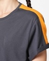 Shop Nimbus Grey-Neon Orange Shoulder Sleeve Boyfriend T-Shirt