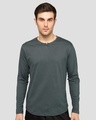 Shop Nimbus Grey Slit Neck Full Sleeve Henley T-shirt-Front