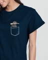 Shop Ninja Pocket Boyfriend T-Shirt Navy Blue-Full