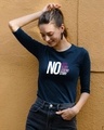 Shop No Guts Glory Round Neck 3/4 Sleeve T-Shirt Navy Blue-Front