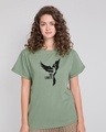 Shop No Limits To Fly Boyfriend T-Shirt Laurel Green
