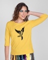 Shop No Limits To Fly Round Neck 3/4th Sleeve T-Shirt Happy Yellow-Design