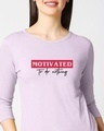 Shop No Motivation Round Neck 3/4th Sleeve T-shirt-Front