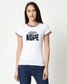 Shop Nope Lazy Crewneck Varsity Rib T-Shirt-Front