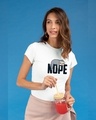 Shop Women's White Nope Lazy Graphic Printed T-shirt-Front