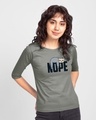 Shop Nope Lazy Round Neck 3/4 Sleeve T-Shirt Meteor Grey-Front