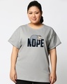 Shop Women's Grey Nope Lazy Graphic Printed Boyfriend Plus Size T-shirt-Front