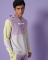 Shop Men's Lilac Normal is Boring Color Block Hoodie T-shirt-Front