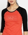Shop Women's Black & Orange Not Ordinary 3/4th Sleeve Slim Fit Raglan T-shirt-Front