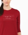 Shop Women's Red Not Ordinary 3/4th Sleeve Typography Slim Fit T-shirt-Front