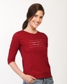 Shop Women's Red Not Ordinary 3/4th Sleeve Typography Slim Fit T-shirt-Design