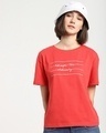 Shop Women's Red Not Ordinary Typography Boyfriend T-shirt-Front