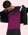 Shop Men's Purple & Blue Color Bock T-shirt-Front