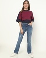 Shop Women's Not So Wine Layer Cut N Sew Sleeve Relaxed Fit T-shirt-Full