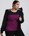 Shop Not So Wine Plus Size Color Block Full Sleeve T-shirt-Front