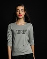 Shop Not Sorry Neon Round Neck 3/4th Sleeve T-Shirt-Front