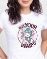 Shop Not Your Waifu Half Sleeve Printed T-Shirt White-Front