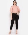 Shop Nude Puff Sleeve Women's Fitted Crop Top