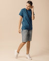 Shop Ocean Blue Boyfriend T-Shirt-Full