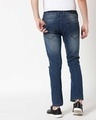 Shop Ocean Blue Distressed Mid Rise Stretchable Men's Jeans-Full