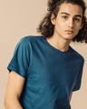Shop Ocean Blue Half Sleeve T-Shirt-Full