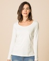 Shop Off White Scoop Neck Full Sleeve T-Shirt-Front