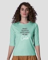 Shop Oh And Cute Round Neck 3/4th Sleeve T-Shirt-Front